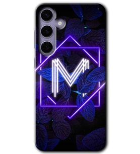 Galaxy S24 Plus Kılıf HD Desen Baskılı Kılıf - Dark Neon Yaprak M Harfi