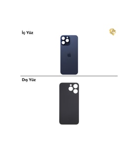 iPhone 15 Pro Max Mavi Renk Arka Kapak Arka Cam Batarya Kapağı Lazer Kesim Kapak Pil Kapağı