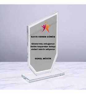 Kişiselleştirilebilir Şeffaf Kristal Cam Plaket 12x20cm (Premium,Hediye Kutusunda, Not Yazılabilir)