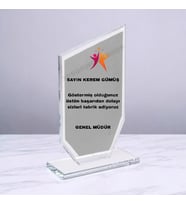 Kişiselleştirilebilir Şeffaf Kristal Cam Plaket 12x20cm (Premium,Hediye Kutusunda, Not Yazılabilir)