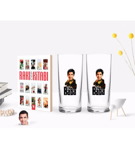 BK Gift Kişiye Özel Renkli Baskılı Godfather Baba Karikatürlü İkili Rakı Bardağı ve Rakı Cep Kitabı Hediye Seti-3 (Model 1)