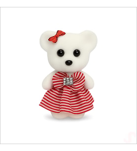 Kırmızı Kıyafetli Mini Teddy, 10,5cm x 7cm