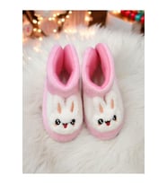 Kız Çocuk Pembe Tavşanlı Panduf Kışlık Yumuşak Peluş Ev Ayakkabısı 