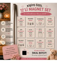 12'li Kare Fotoğraf Magneti Kişiselleştirilebilir İstenilen Fotoğraflarla Anı Hediye Seti