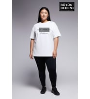 Kadın Büyük Beden Los Angeles Baskılı 3xl-6xl Bisiklet Yaka Tshırt SPR26BTSK510-18