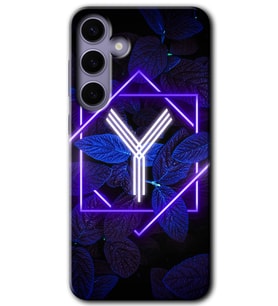 Galaxy S24 Kılıf HD Desen Baskılı Kılıf - Dark Neon Yaprak Y Harfi