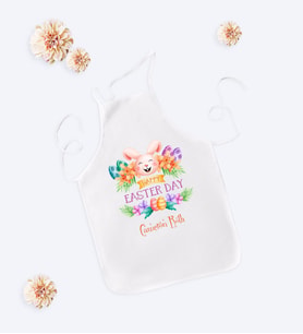 BK Gift Kişiye Özel Paskalya Bayramı Beyaz Çocuk Mutfak Önlüğü-7