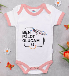 BK Kids Pilot Olucam Tasarımlı Pembe Bebek Body Zıbın-1