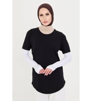 Beyaz Tesettür Parmak Geçmeli Kolluk Viskon Düz 1024_42