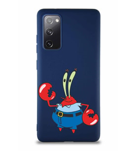 Samsung Galaxy S20 FE Soft Premier Kapak Bay Yengeç Tasarımlı Silikon Kılıf - Lacivert (Şeffaf)