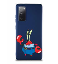 Samsung Galaxy S20 FE Soft Premier Kapak Bay Yengeç Tasarımlı Silikon Kılıf - Lacivert (Şeffaf)