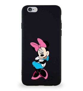 Apple iPhone 6 Soft Premier Kapak Minnie Mouse-D Tasarımlı Silikon Kılıf - Siyah (Şeffaf)