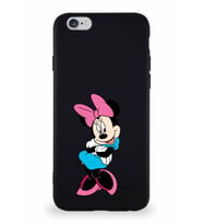 Apple iPhone 6 Soft Premier Kapak Minnie Mouse-D Tasarımlı Silikon Kılıf - Siyah (Şeffaf)