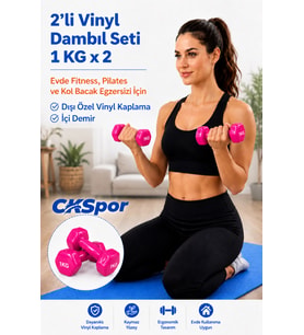 CKSPOR 2’li Vinyl Dambıl Seti 1 Kg x 2 – Evde Fitness & Pilates İçin Vinil Kaplı Demir Dambıl