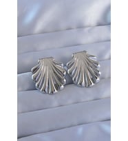 316L Çelik Gümüş Renk İstiridye Model Küpe 5886 - SSSSSS9507-2180