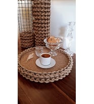 Egindra Hasır Tepsi / Dekoratif Tepsi / Çay Tepsisi / Kahve Tepsisi / Halat Tepsi