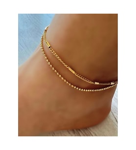 GOLD RENK İKİLİ ZİNCİR HALHAL ACR6994