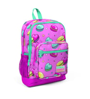 CORAL HIGH 23462 AÇIK PEMBE SU YEŞİLİ MAKARON DESENLİ DÖRT BÖLMELİ OKUL SIRT ÇANTASI