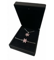 IŞIKLI KUTUDA 925 AYAR GÜMÜŞ LOTUS SET KADIN SET (pudra)
