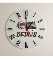 Bedlis Bitlis Şehri Tasarımlı Roma Rakamlı Duvar Saati (Krem)