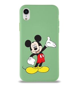 Apple iPhone XR Uyumlu Lansman Kılıf Mickey Mouse Tasarımlı Altı Kapalı İçi Kadife Kaplı  Kapak (Şeffaf)