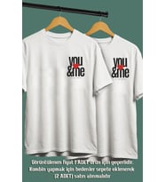 Kişiye Özel Sen & Ben ve Tarih Baskılı Unisex Sevgili Eş,Çift Kombini Sevgiliye Eşe Hediye T-shirt/Tişört (Beyaz)