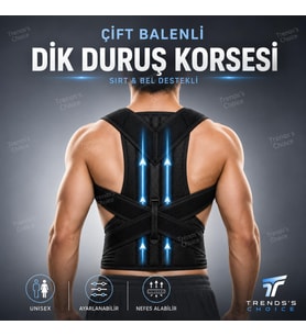 Çift Balenli Dik Duruş Korsesi Ayarlanabilir Unisex Sırt Omuz Bel Destekleyici Postür Korsesi