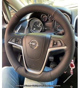 Opel Astra J Cosmo Sport Kasa  Araca Özel Direksiyon Kılıfı NOKTA NAPPA SİYAH İPLİ (Karışık)