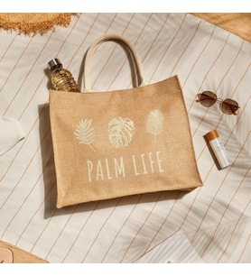 Ocean Home Textile Palm Life Jüt Çanta 42 x 35 x 12 cm (Bej)