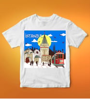 Taksim Tasarımlı Tişört (Beyaz)