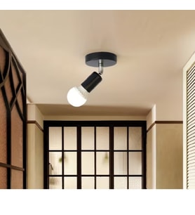 RİOLİGHT MODERN KROM MAFSAL HAREKETLİ BAŞLIK 1XE27 DUYLU SİYAH METAL SPOT TAVAN ARMATÜR AVİZE