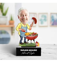 Kişiye Özel Babamın Mangal Keyfi Karikatürlü Biblo