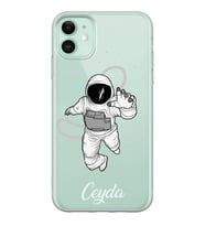 Astronot Tasarımlı Şeffaf Telefon Kılıfı (Tüm Modeller Mevcuttur)