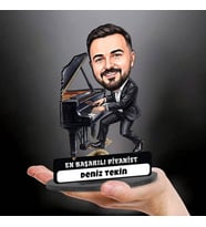 Piyanist Müzisyen Erkeğe Hediye Kişiye Özel Karikatürlü Biblo