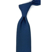 Yeşil - Lacivert Motif Desen Mendilli Klasik Kravat KK12012