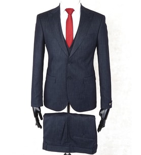 Jan Carlucci Slim Fit Sivri Yaka-Çift Yırtmaç Lacivert Drop 6 Yelekli Takım Elbise