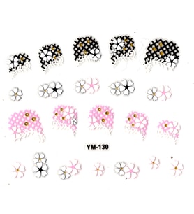 Tırnak Sticker, Tırnak Süsleme, Nail Art (ym-130) - 6X5 cm - İkili Kalpli Çiçek