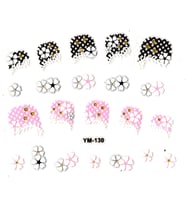 Tırnak Sticker, Tırnak Süsleme, Nail Art (ym-130) - 6X5 cm - İkili Kalpli Çiçek
