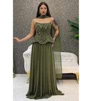 STRAPLEZ BONCUK ISLEMELI SIFON ELBISE