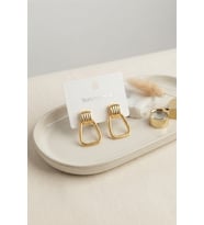 316L Çelik Gold Renk Vintage Trapez Model Küpe