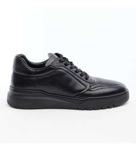 Günlük Hakiki Deri Comfort Taban Erkek Sneaker (Siyah)