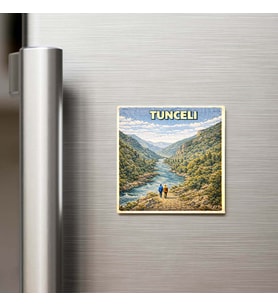Tunceli Şehri - Pop-Art Travel - 9x9 cm Buzdolap Magneti