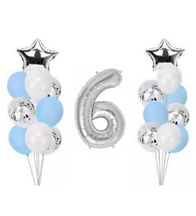 6 Yaş Gümüş Folyo Balon Set 21 Adet