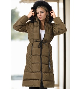 Dewberry Kadın %100 Polyester Kaban Haki Z6758 Katmanlı Kombin, Şehir ve Ofis Stili, Kazak ve Gömlek Kombini