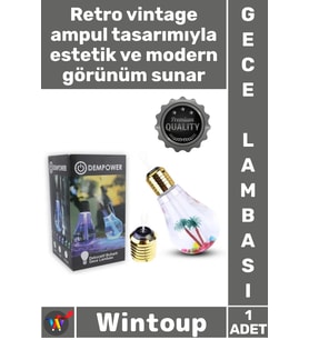 #Lamba Hava Nemlendirici Retro Estetik Işıklı Dekoratif Modern Buharlı Ampül Tasarımlı Gece Lambası
