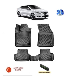 Rizline Renault Megane 4 SEDAN 2016 Sonrası Uyumlu 3D Havuzlu Paspas ASMA KOKU VE NUMARATÖR HEDİYELİ
