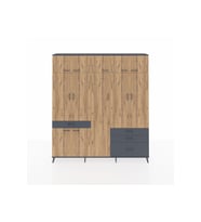 Arges Dolap 11 Raflı 4 Çekmeceli 2 Askılı 220x30x243 Antrasit-Çam/Antrasit