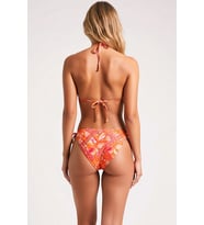 Kadın Bikini Takımı Etnik Desenli Üçgen Kaplı Bağlamalı Yaka Düşük Bel Slip Alt Örme