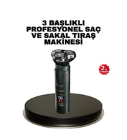 Mey İthalat® Kablosuz Profesyonel Erkek Bakım Seti – 3 Başlıklı, 3D Akıllı Kesim, Taşınabilir