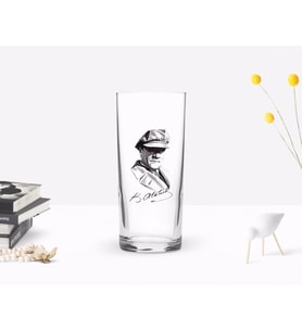 BK Home Renkli Baskılı Atatürk Temalı Rakı Bardağı-17 (Beyaz)